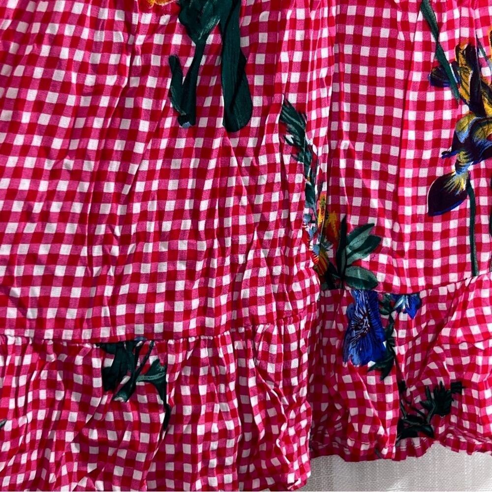 Jenn & Jo NWT Gingham Floral Iris Boho Cottagecore Ruffle Mini Skirt Size S - Picture 6 of 12